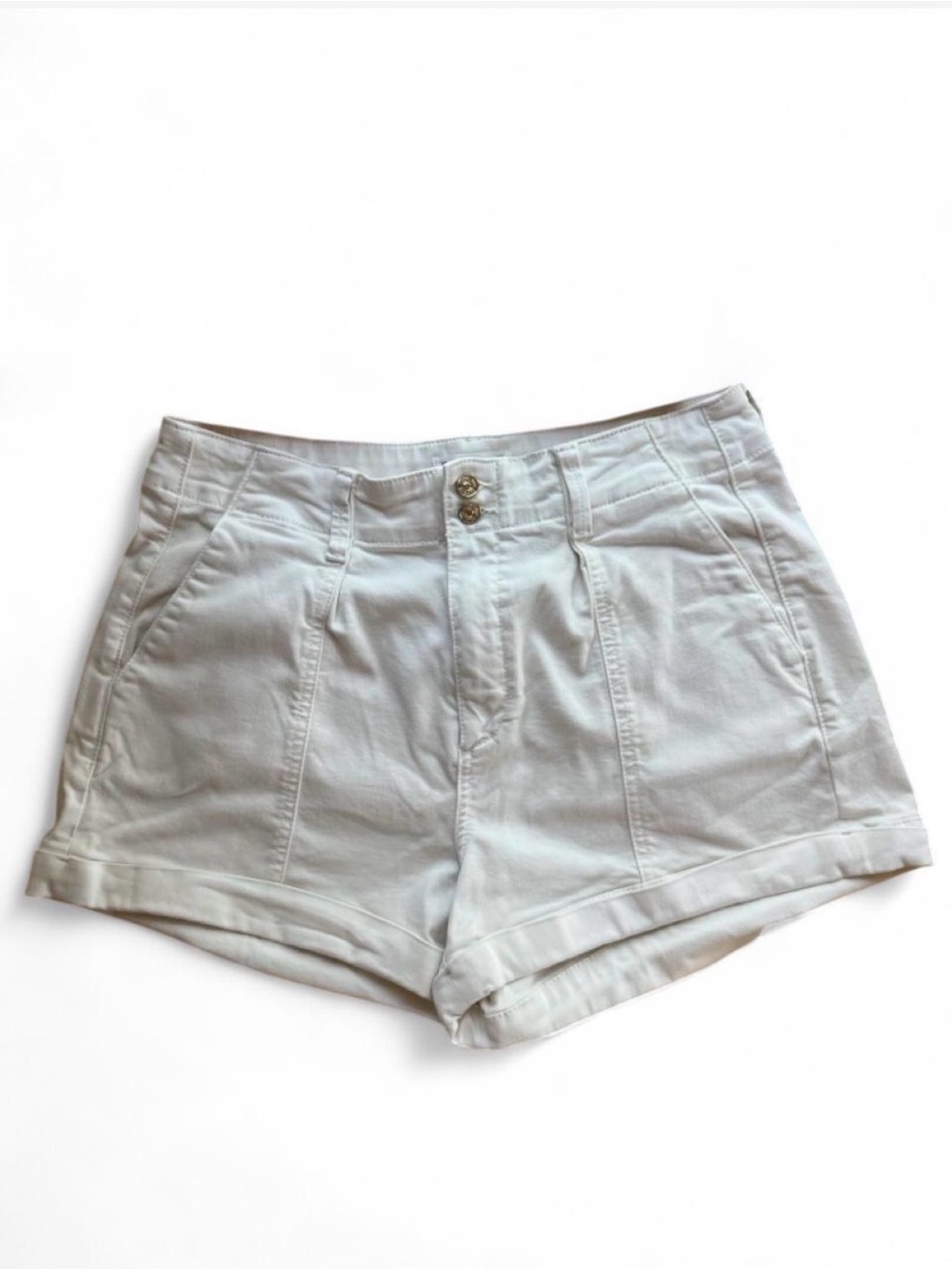 PAIGE Brooklyn High Rise Cuffed Shorts Off White Quartz Sand Size 30